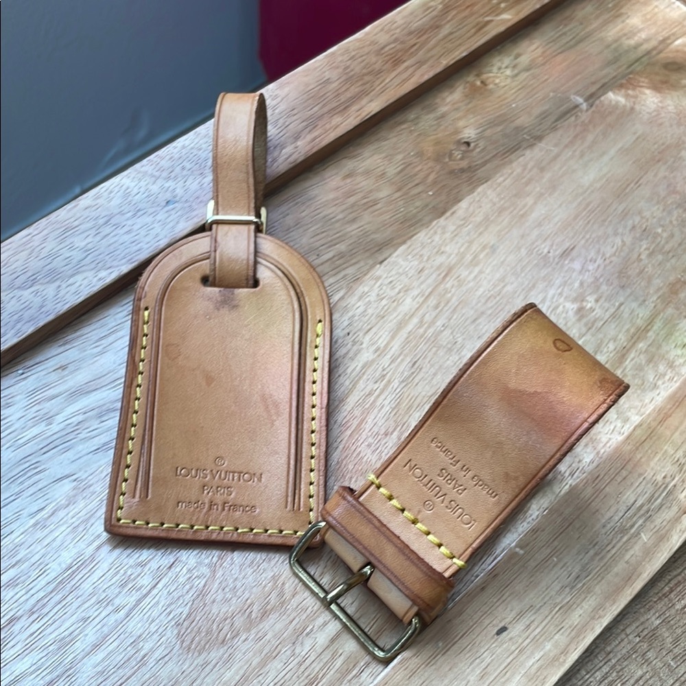 Louis Vuitton Vachetta Leather Luggage Tag and Poignet Set.